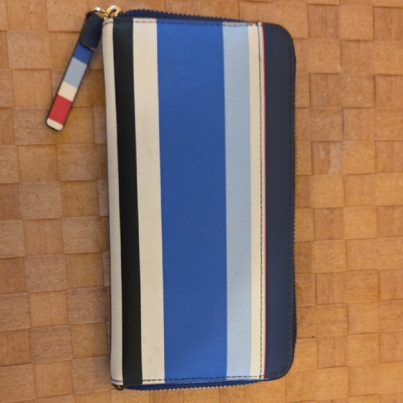 Kate Spade Blue Wallet with Red and White Stripes - Picture 3 of 9